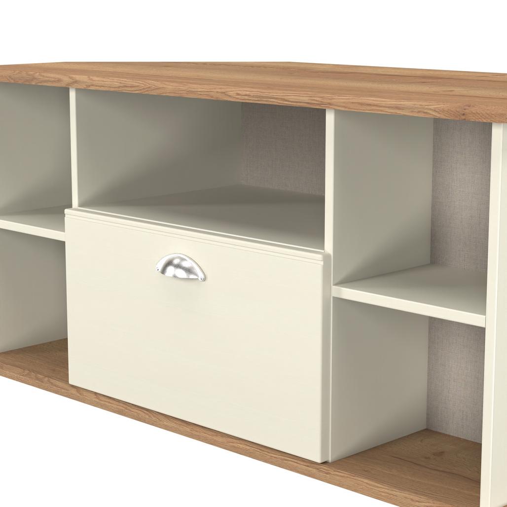 Victoria 1 Drawer Open Shelf Corner TV Unit with Riviera Oak Top