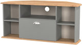Victoria 1 Drawer Open Shelf Corner TV Unit with Riviera Oak Top