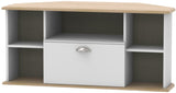 Victoria 1 Drawer Open Shelf Corner TV Unit with Riviera Oak Top