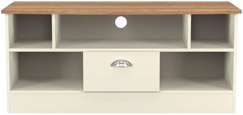 Victoria 1 Drawer Open Shelf TV Unit with Oak Top