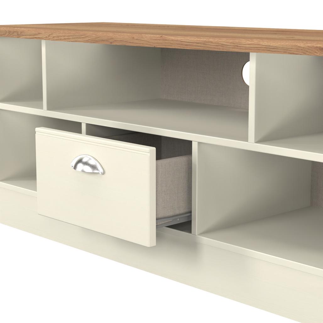 Victoria 1 Drawer Open Shelf TV Unit with Oak Top