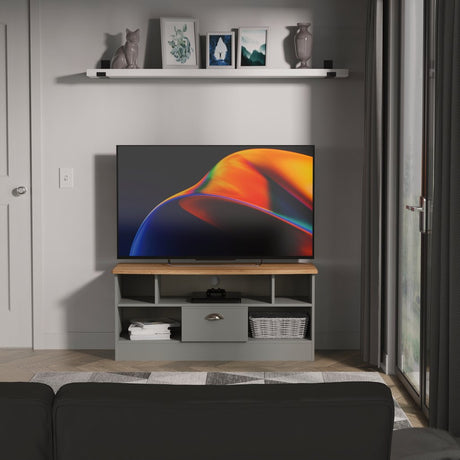 Victoria 1 Drawer Open Shelf TV Unit with Oak Top