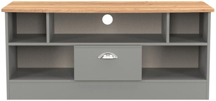 Victoria 1 Drawer Open Shelf TV Unit with Oak Top