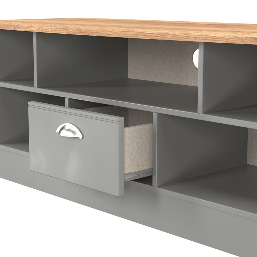 Victoria 1 Drawer Open Shelf TV Unit with Oak Top