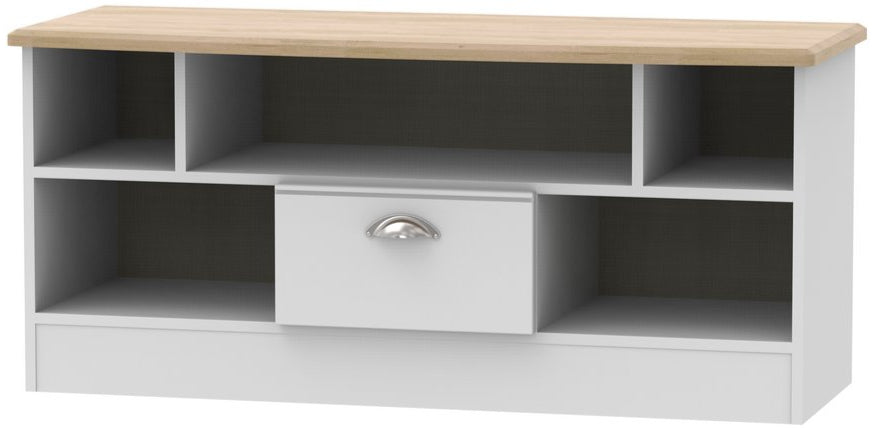 Victoria 1 Drawer Open Shelf TV Unit with Oak Top