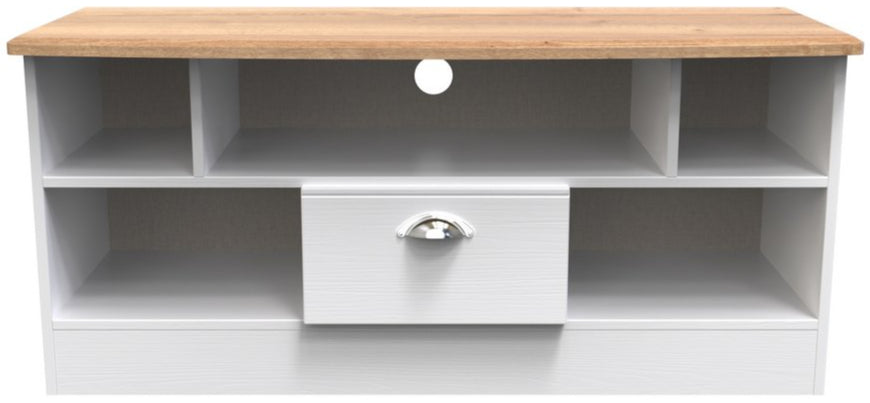 Victoria 1 Drawer Open Shelf TV Unit with Oak Top