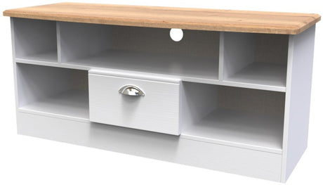 Victoria 1 Drawer Open Shelf TV Unit with Oak Top