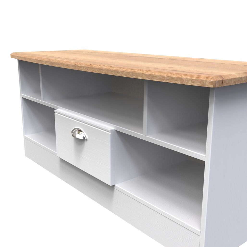 Victoria 1 Drawer Open Shelf TV Unit with Oak Top