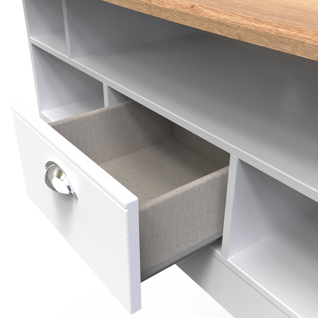 Victoria 1 Drawer Open Shelf TV Unit with Oak Top