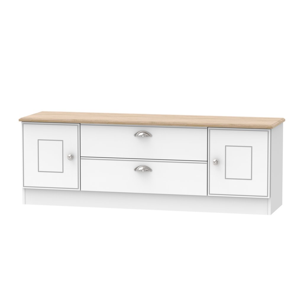 Victoria 2 Door 2 Drawer Wide TV Unit with Oak Top