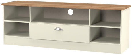 Victoria Wide 1 Drawer Open Shelf TV Unit with Oak Top