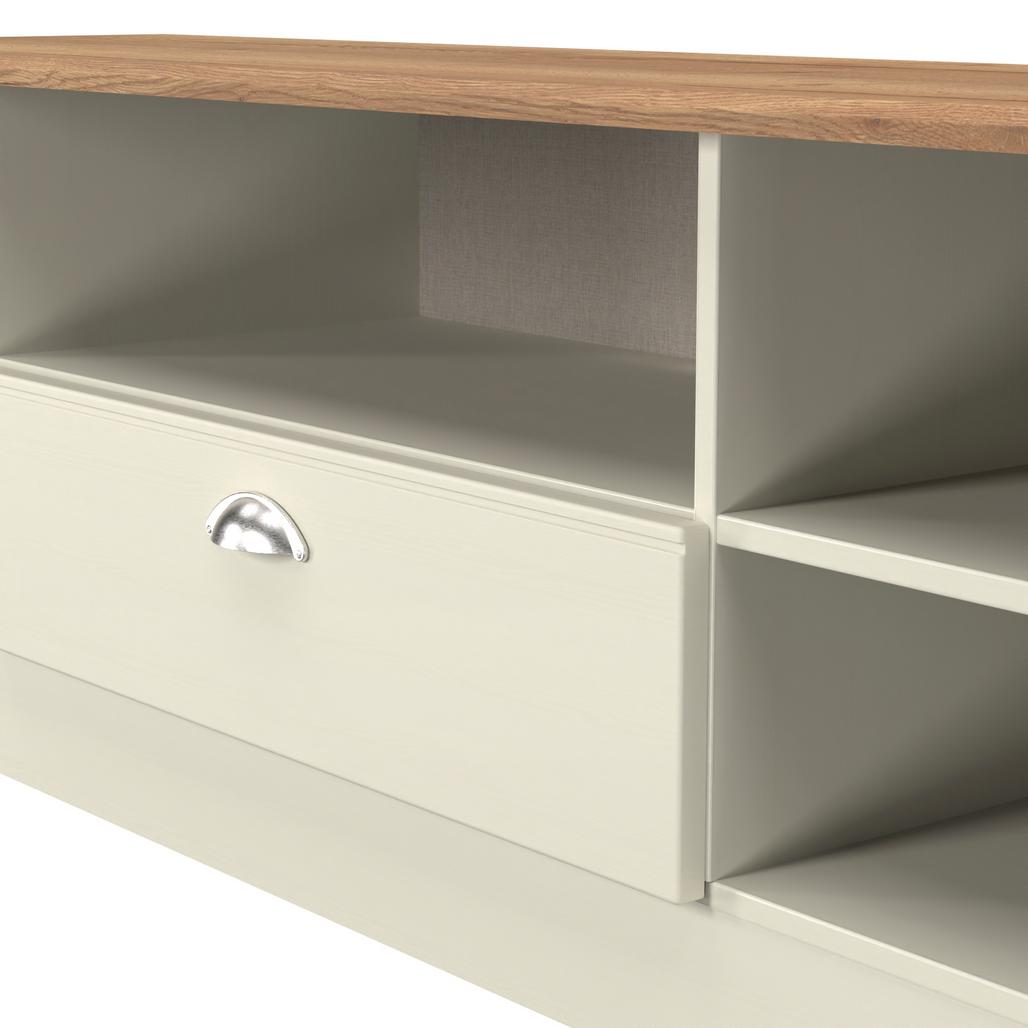 Victoria Wide 1 Drawer Open Shelf TV Unit with Oak Top