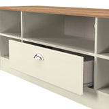 Victoria Wide 1 Drawer Open Shelf TV Unit with Oak Top