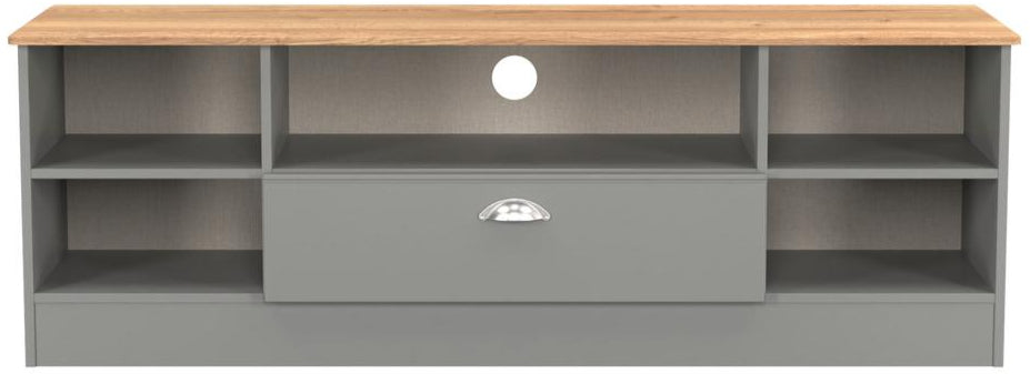 Victoria Wide 1 Drawer Open Shelf TV Unit with Oak Top