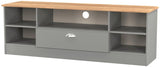 Victoria Wide 1 Drawer Open Shelf TV Unit with Oak Top