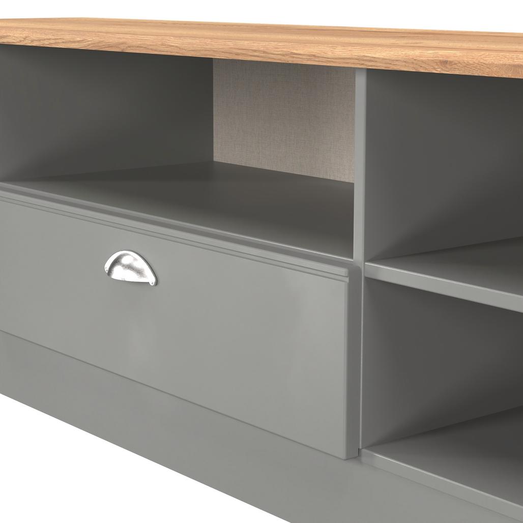 Victoria Wide 1 Drawer Open Shelf TV Unit with Oak Top