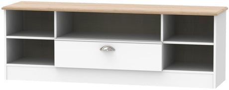 Victoria Wide 1 Drawer Open Shelf TV Unit with Oak Top