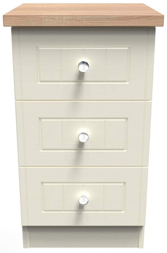 Vienna 3 Drawer Bedside Cabinet with Oak Top