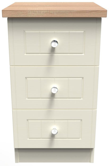 Vienna 3 Drawer Bedside Cabinet with Oak Top