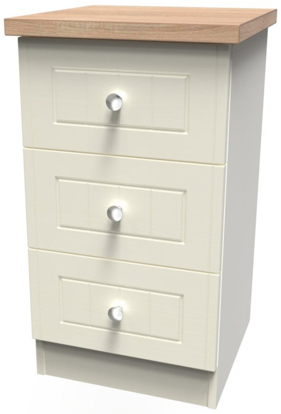 Vienna 3 Drawer Bedside Cabinet with Oak Top
