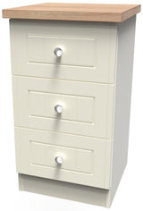 Vienna 3 Drawer Bedside Cabinet with Oak Top