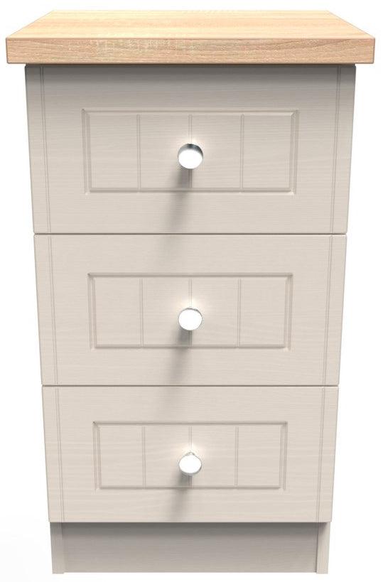 Vienna 3 Drawer Bedside Cabinet with Oak Top