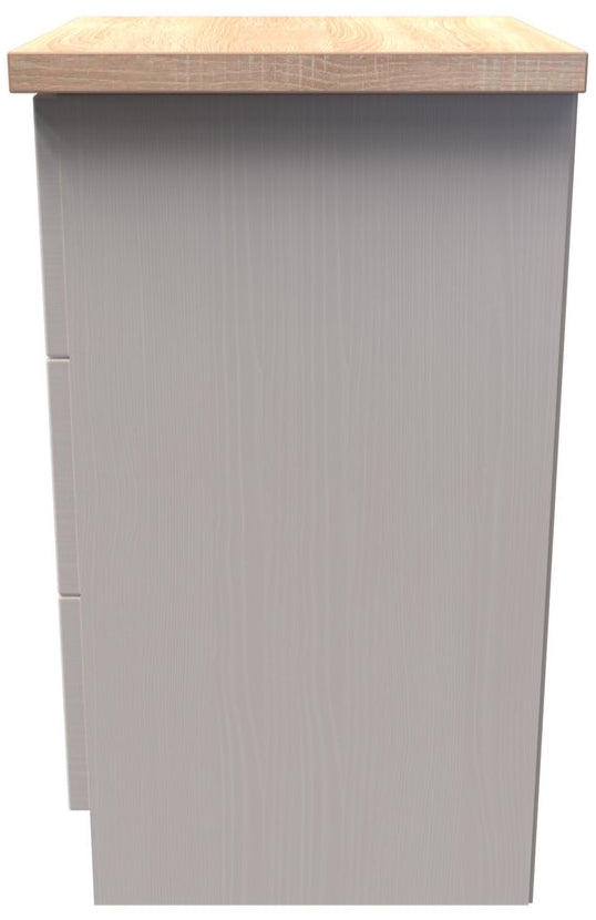 Vienna 3 Drawer Bedside Cabinet with Oak Top