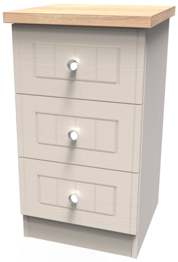 Vienna 3 Drawer Bedside Cabinet with Oak Top