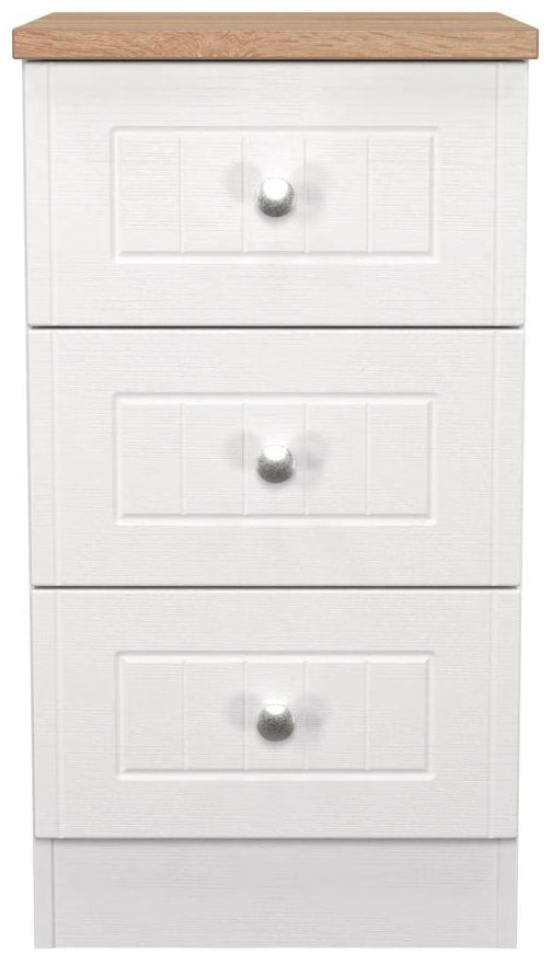 Vienna 3 Drawer Bedside Cabinet with Oak Top