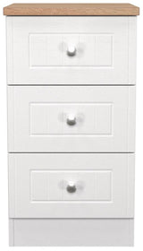 Vienna 3 Drawer Bedside Cabinet with Oak Top