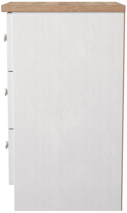 Vienna 3 Drawer Bedside Cabinet with Oak Top