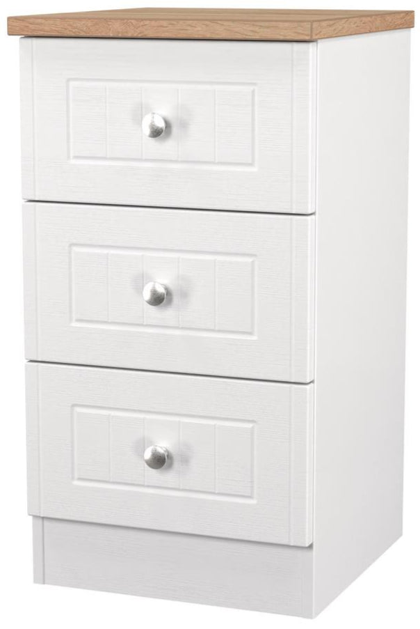 Vienna 3 Drawer Bedside Cabinet with Oak Top
