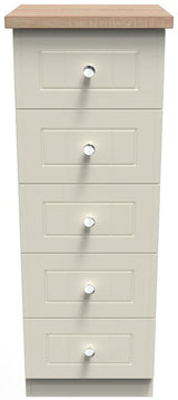 Vienna 5 Drawer Tallboy Drawer Chest with Oak Top