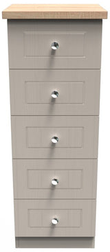 Vienna 5 Drawer Tallboy Drawer Chest with Oak Top