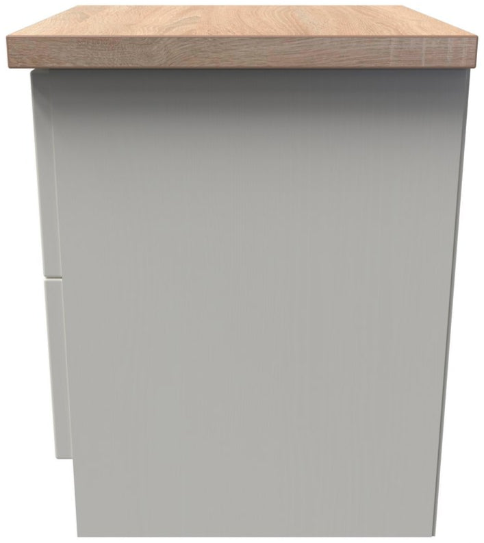 Vienna 2 Drawer Bedside Cabinet with Oak Top