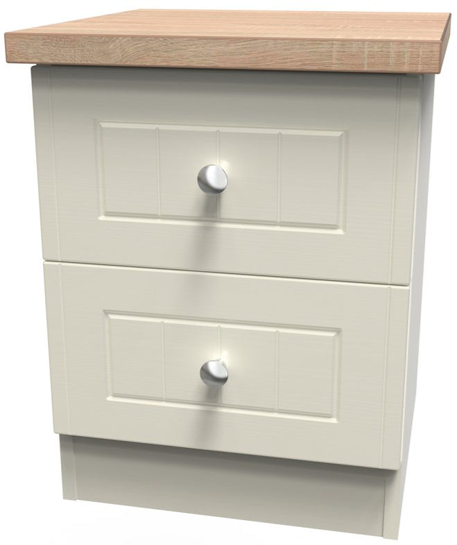 Vienna 2 Drawer Bedside Cabinet with Oak Top