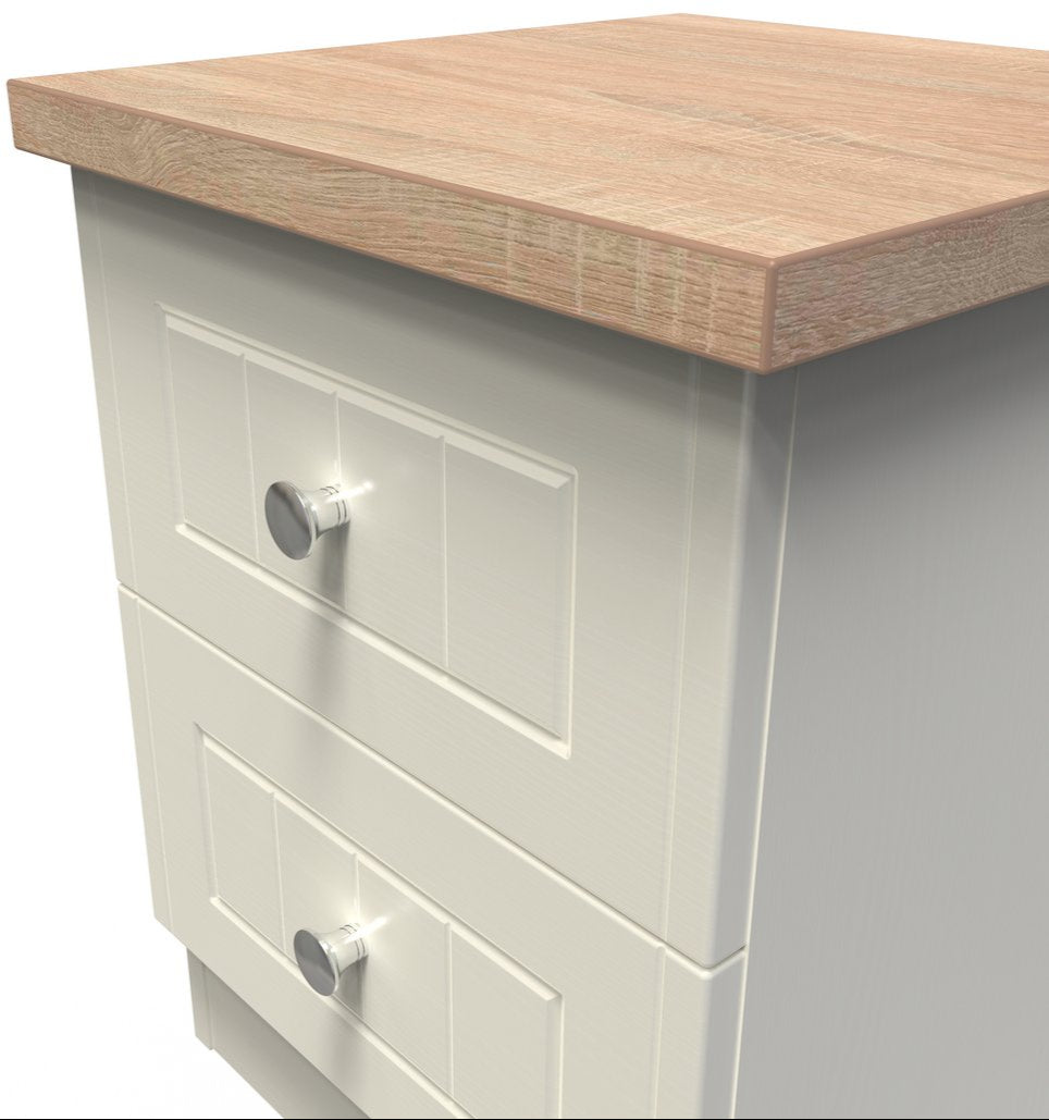 Vienna 2 Drawer Bedside Cabinet with Oak Top