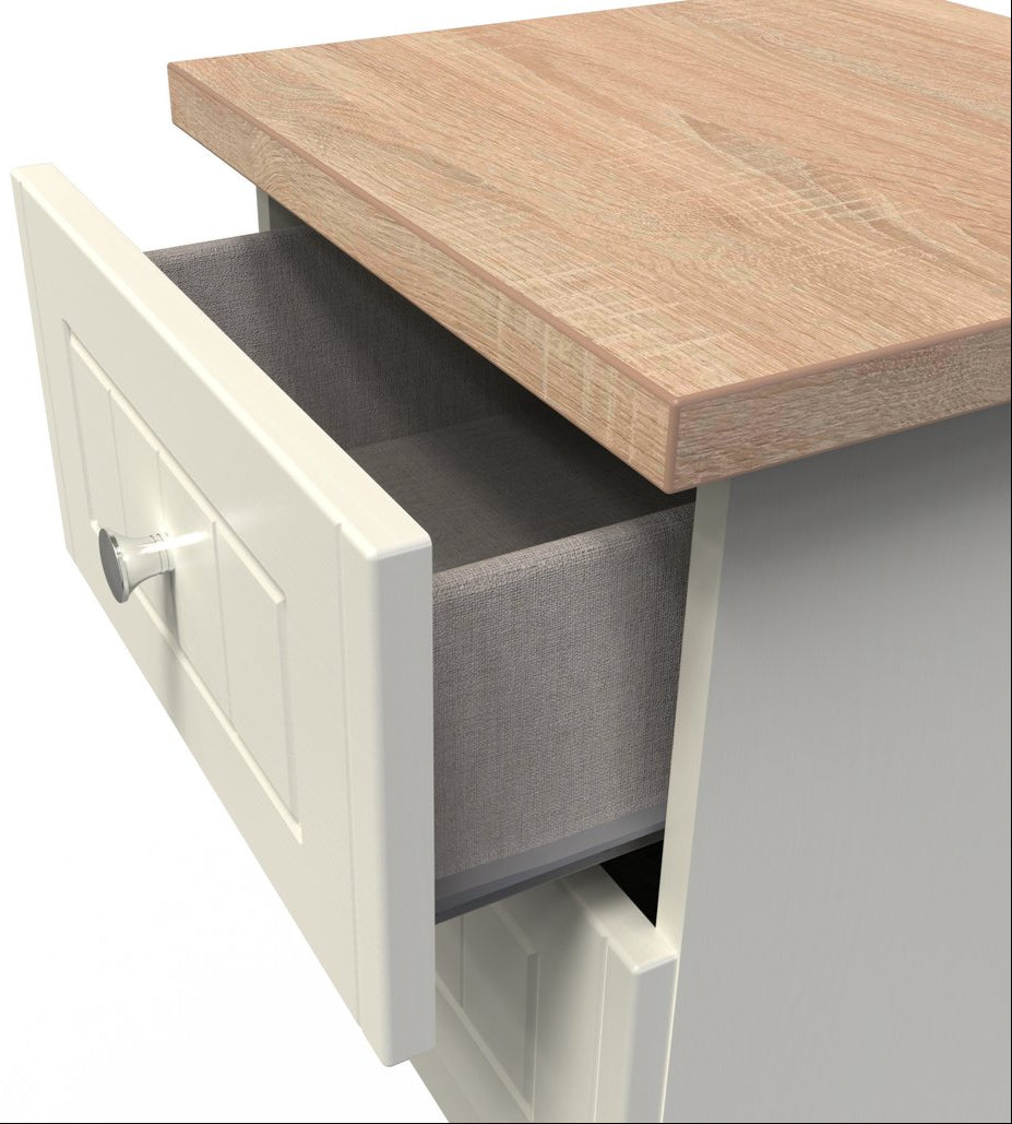 Vienna 2 Drawer Bedside Cabinet with Oak Top