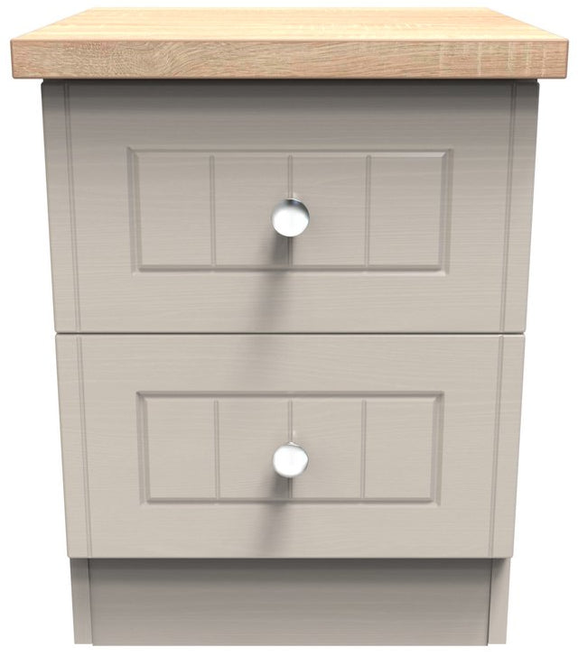 Vienna 2 Drawer Bedside Cabinet with Oak Top