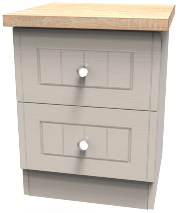 Vienna 2 Drawer Bedside Cabinet with Oak Top