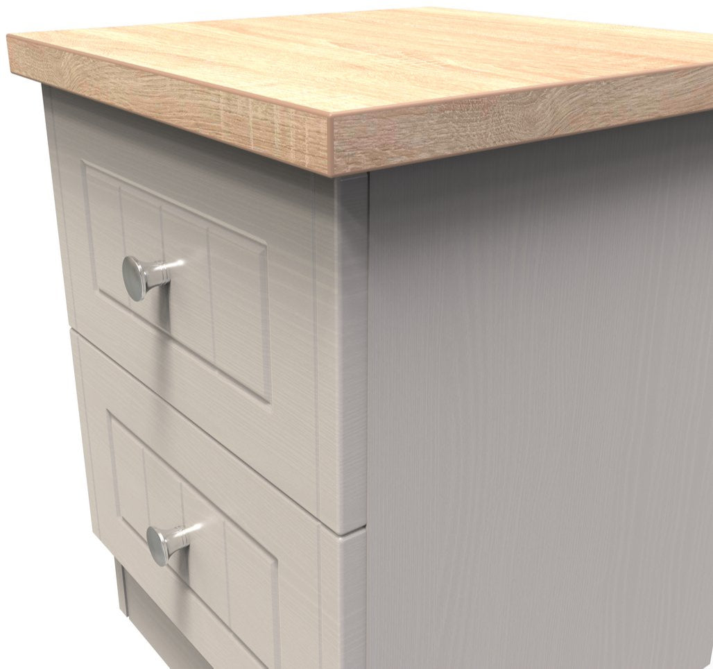 Vienna 2 Drawer Bedside Cabinet with Oak Top