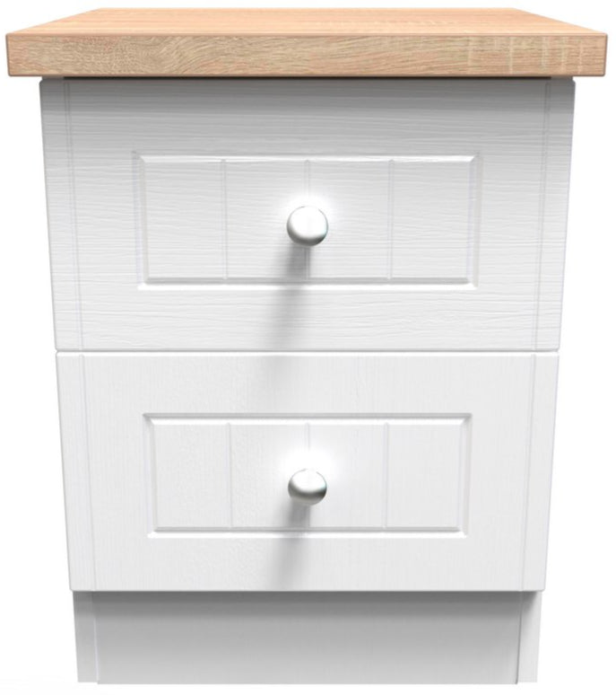 Vienna 2 Drawer Bedside Cabinet with Oak Top