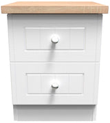 Vienna 2 Drawer Bedside Cabinet with Oak Top
