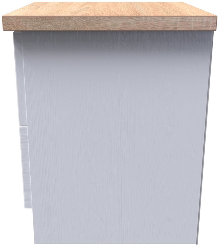 Vienna 2 Drawer Bedside Cabinet with Oak Top