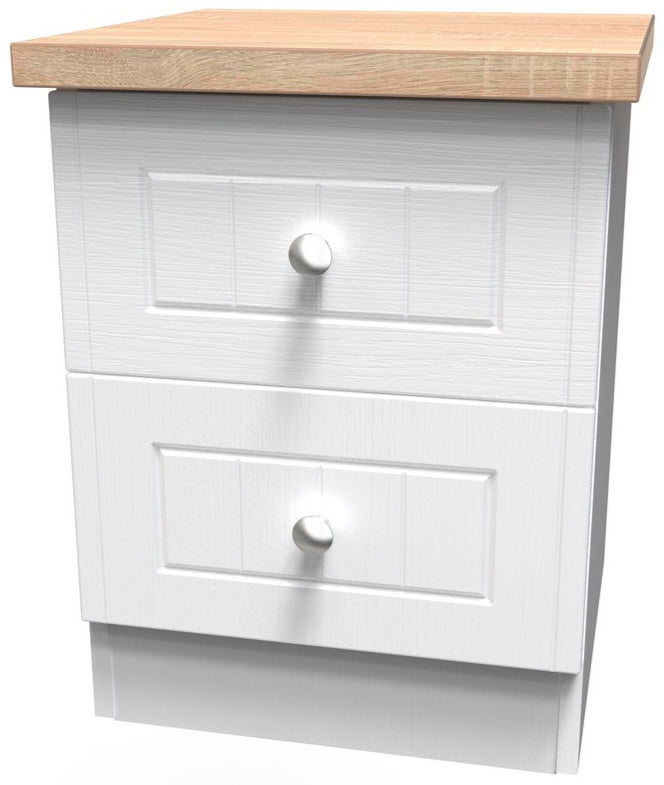 Vienna 2 Drawer Bedside Cabinet with Oak Top