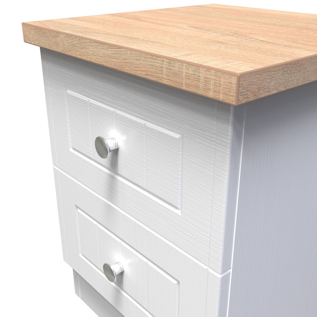 Vienna 2 Drawer Bedside Cabinet with Oak Top