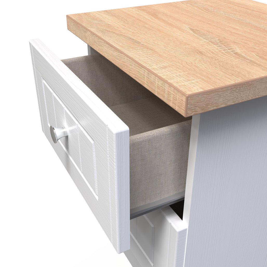 Vienna 2 Drawer Bedside Cabinet with Oak Top