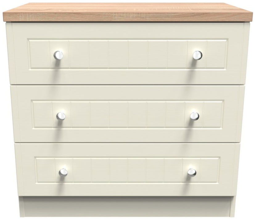 Vienna 3 Drawer Chest with Oak Top