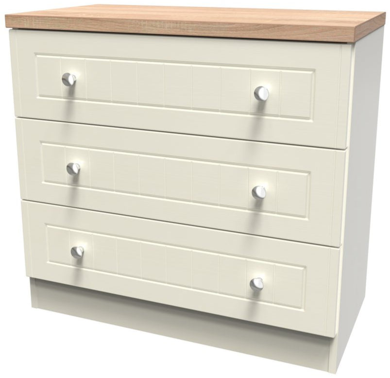 Vienna 3 Drawer Chest with Oak Top