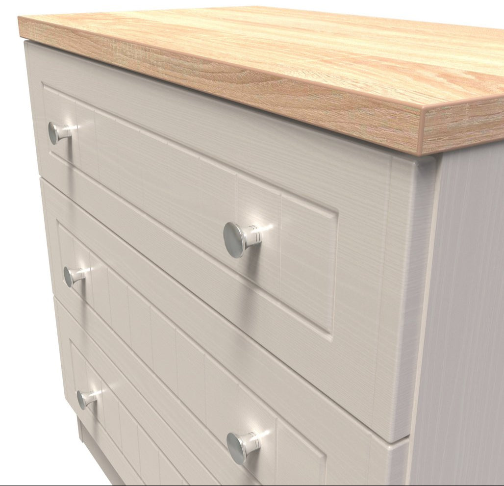 Vienna 3 Drawer Chest with Oak Top